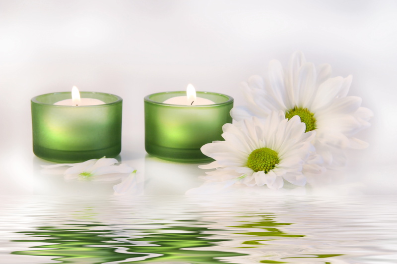 vulnerability, 5K, votive, flower, candles, green, close-up, reflection, two, relaxation, indoors, still life, nature, flowering plant, green color, candle