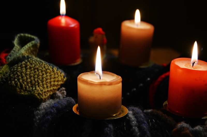 votive, christmas, christmas Decoration, wax, candles, burning, winter, backgrounds, color, indoors, candlelight, black Color, dark, black background, religion