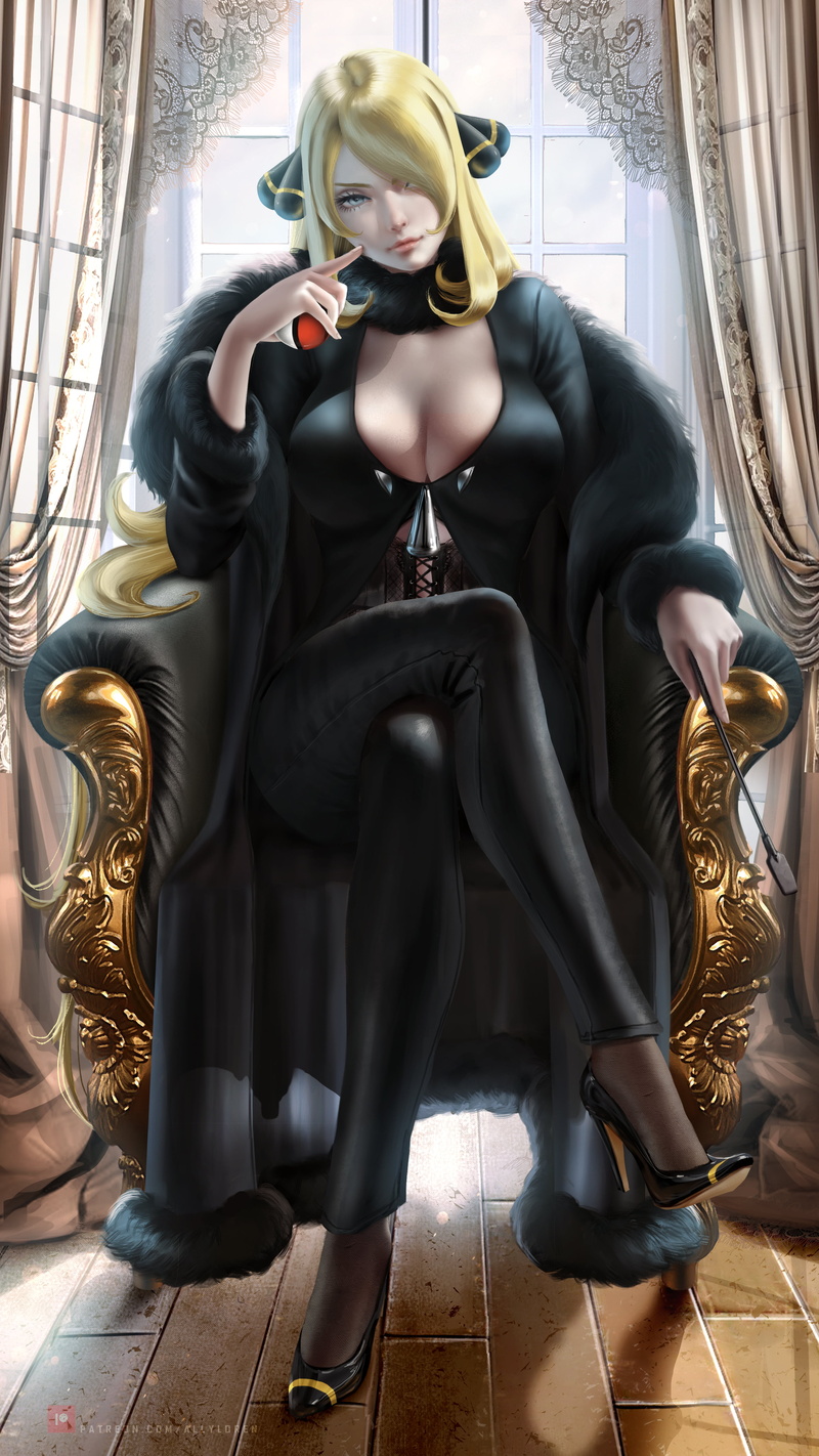 4K, fantasy girl, Cynthia (Pokémon), drawing, Ally Loren, women, fan art, Pokémon, fantasy art, anime girls, digital art, illustration, anime, artwork