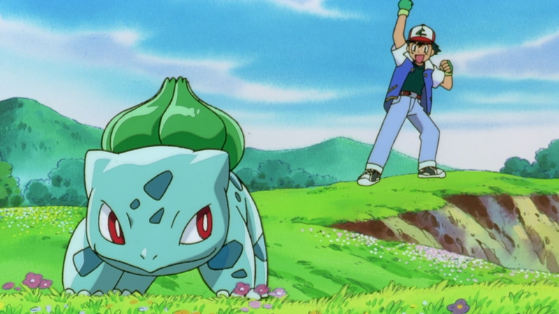 Movie, grass, Pokémon: The First Movie, real people, art and craft, representation, green color, nature, mountain, Bulbasaur (Pokémon), creativity, land