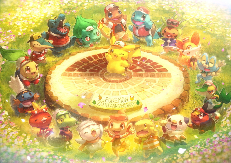 outdoors, multi colored, text, tree, belief, plant, nature, creativity, art and craft, flowering plant, chimchar, pokemon, fennekin, male likeness, Anime