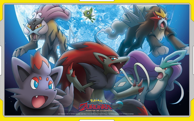pokemon, 1080P, entei, celebi, suicune, zoroark, zorua, raikou