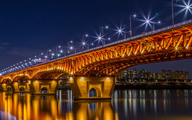 han, building exterior, architecture, links, outdoors, korea, total, areas, meters, illuminated, length, completed, seoul, arch bridge, sky, travel destinations