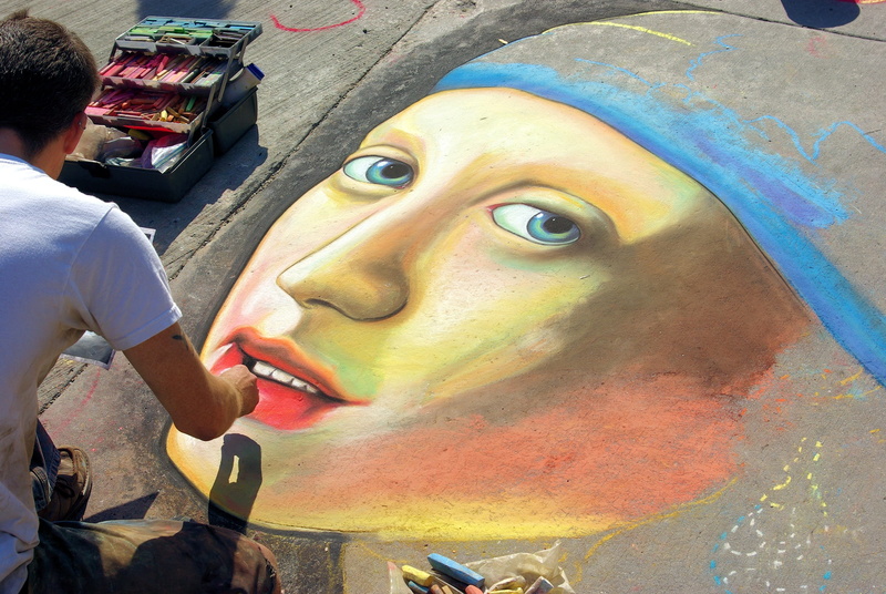 vermeer street drawing, people, day, portrait, real people, men, creativity, chalk, madison, skin, 2K, eyes, bright, close-up, busking, performer, leisure activity