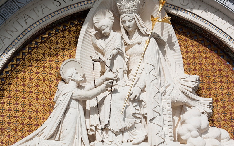 architecture, travel destinations, statue, carving - craft product, 720P, Our Lady of the Rosary, Rosary, art and craft, angel, the past, Jesus, history