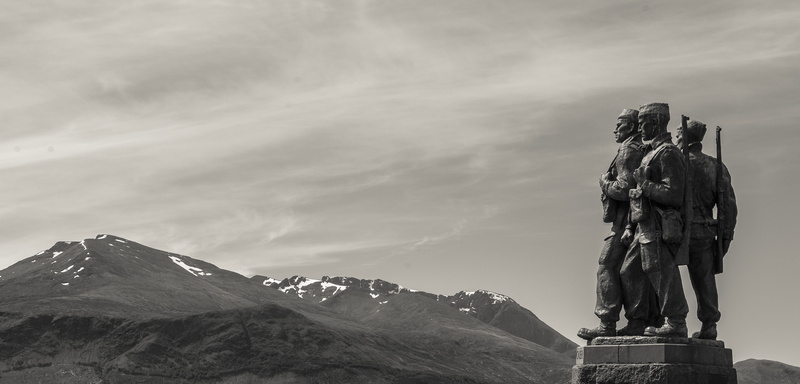 sculpture, memory, mountain peak, ben nevis, scotland, spean bridge, creativity, representation, art and craft, soldiers, architecture, military, male likeness