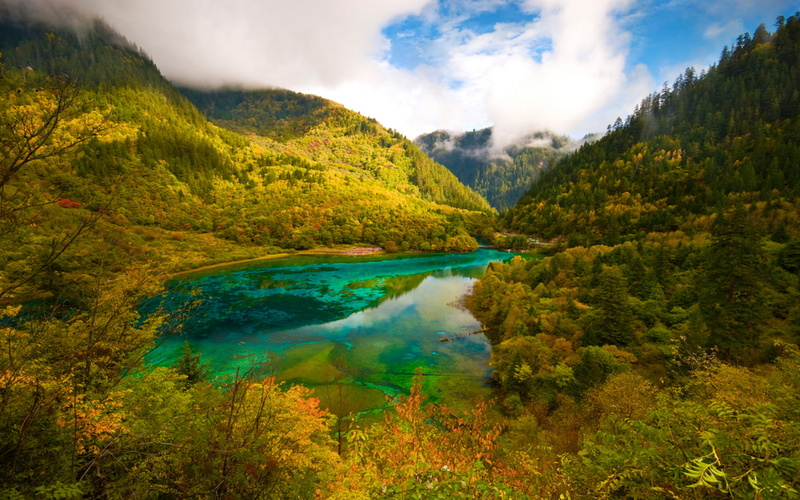 hd, wu, 1080P, jiuzhaigou, valley, national, hai, park, hua, landscape