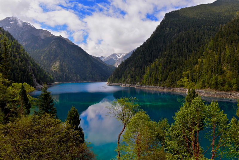 landscape, outdoors, China, mountains, Minshan, 4K, mountain peak, environment, wilderness, tranquility, cloud - sky, trees, tree, beauty in nature, tranquil scene
