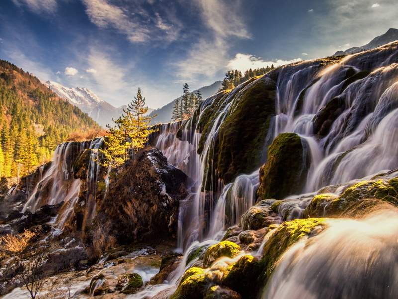 beauty in nature, stream - flowing water, environment, blurred motion, sky, cloud - sky, solid, falling water, power in nature, rock, nature, Landscape