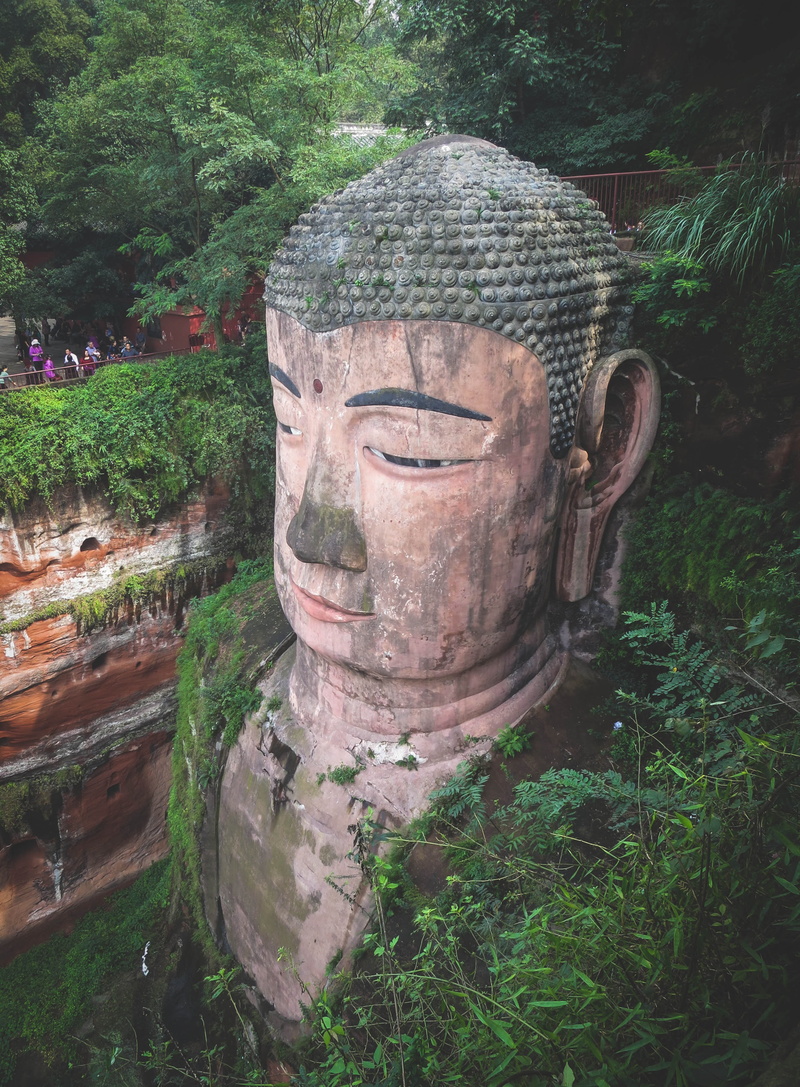 human representation, plant, leaves, buddhism, china, no people, plants, leshan giant buddha, nature, statue, history, creativity, day, travel, architecture