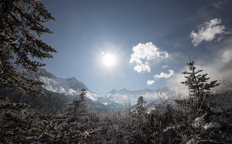 mountains, snow, best, China, Sichuan Province, province, sichuan, sun, hd, 2K
