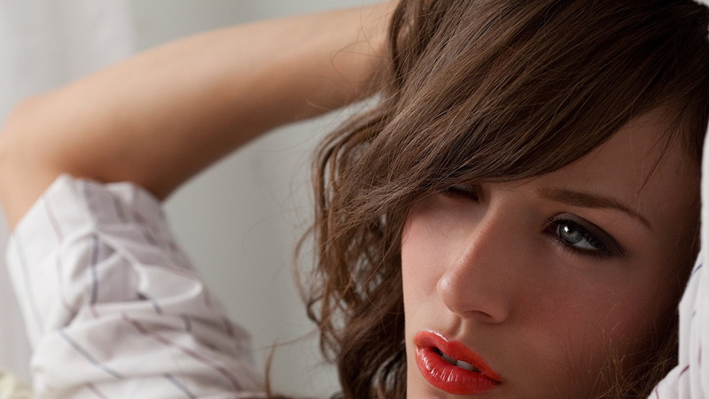 red, eyes, 1080P, Malena Morgan, brunette, lips, model, red lipstick, women