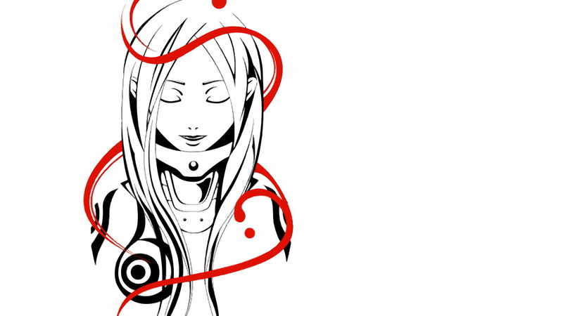 720P, abstract, Shiro (Deadman Wonderland), white background, closed eyes, Deadman Wonderland, women, minimalism