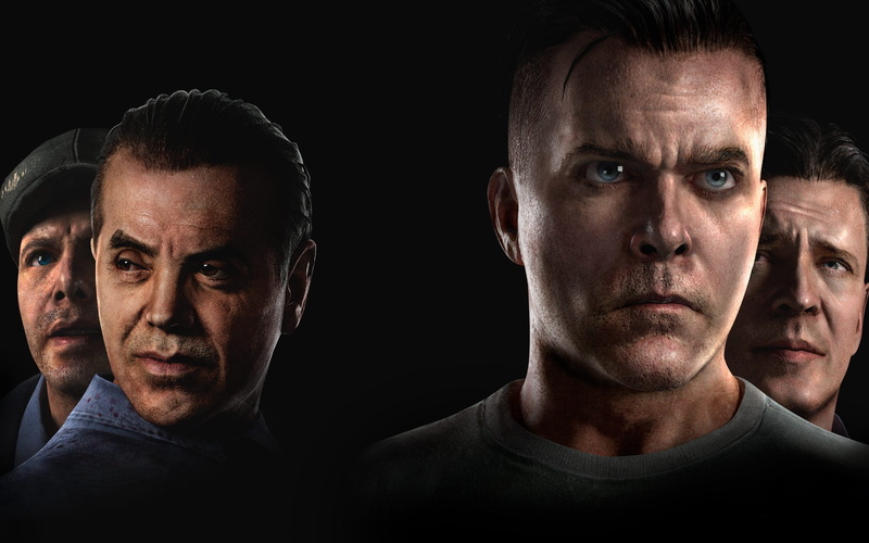 black background, headshot, mid adult, portrait, human face, anger, mid adult men, males, men, four, 1080P, serious, aggression, adult, looking at camera