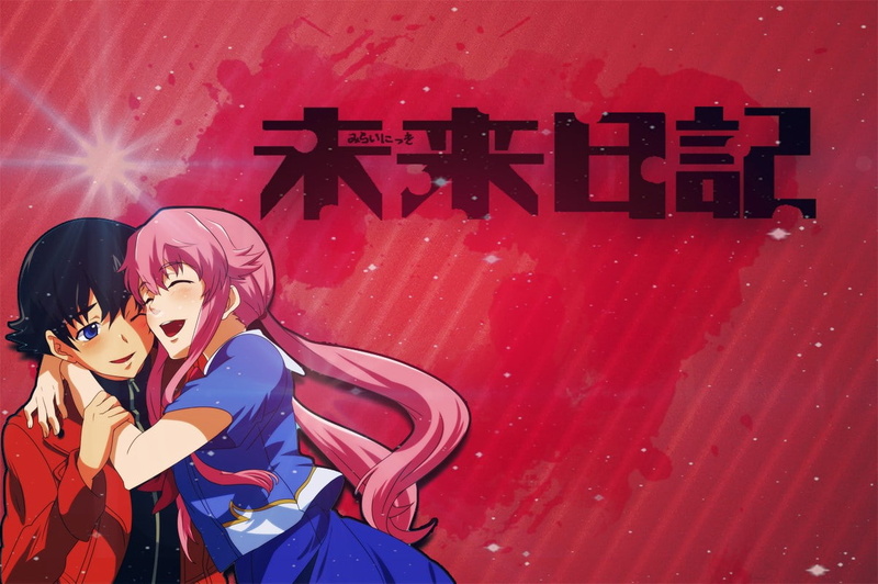 adult, people, emotion, communication, positive emotion, standing, Gasai Yuno, women, young women, two people, men, Amano Yukiteru, day, 480P, red, real people