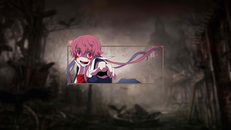Gasai Yuno, pink hair, Mirai Nikki, 1080P