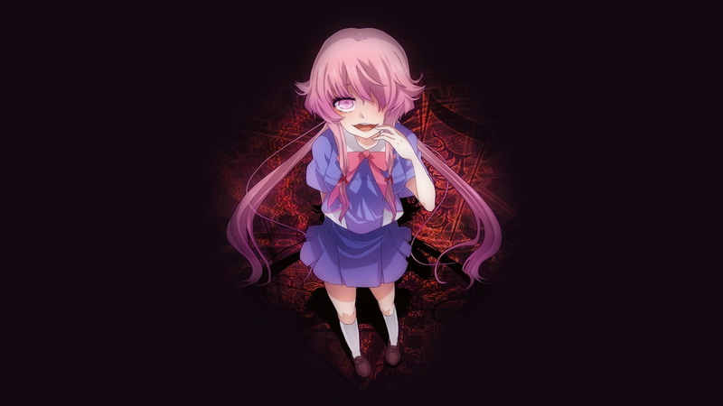 girls, full length, one person, young adult, anime girls, real people, Mirai Nikki, event, digital composite, copy space, 1080P, pink hair, Gasai Yuno