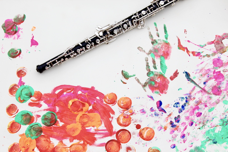 close-up, creative, live music, variation, no people, oboe, art, kids, music, messy, art and craft, 5K, paint, handprint, high angle view, fingerpaint
