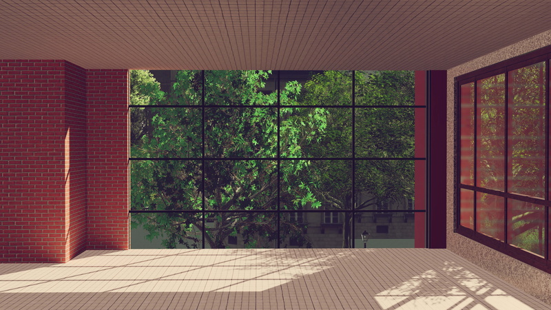wood, building, architecture, window, brick, tree, clear, built structure, no people, flooring, apartment, day, architectural column, indoors, green color