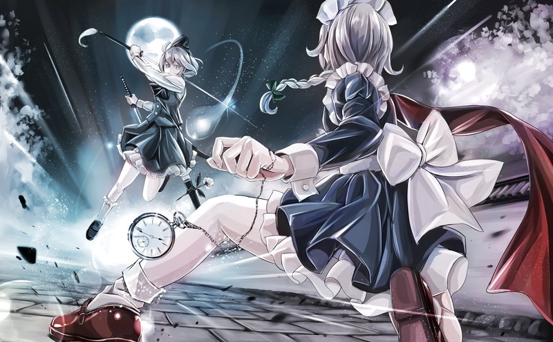 anime girls, Touhou, Izayoi Sakuya, Myon, Konpaku Youmu, 720P