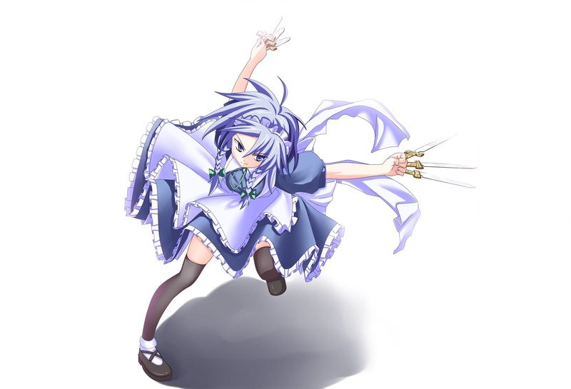 Project East, touhou project, attack, 1080P, the maid, Sakuya Izayoi, combat readiness, knives