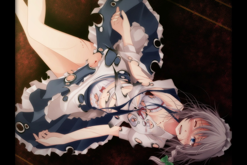 tears, the victim, Project East, Izayoi Sakuya, the maid, pain, Touhou Project, torn clothes, blood, 1080P