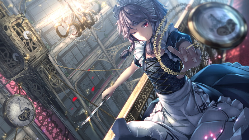 pocket watch, maid, 1080P, fantasy art, Touhou, dagger, video games, Izayoi Sakuya