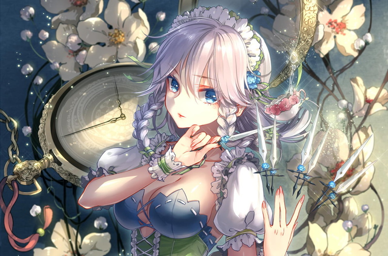 childhood, front view, Maid, one person, 720P, child, art and craft, leisure activity, Anime, Sakuya Izayoi, representation, Dagger, looking at camera