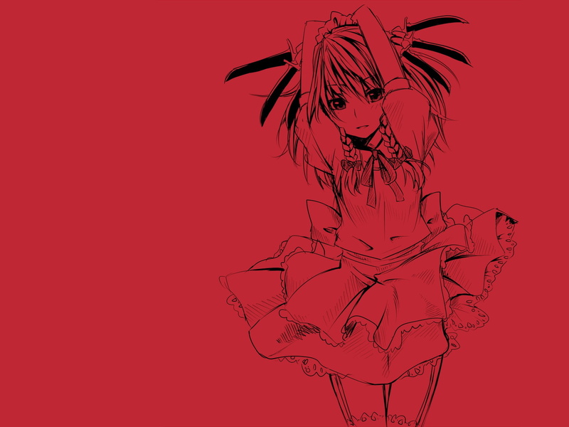 creativity, one person, red, motion, Izayoi Sakuya, human face, simple background, 1080P, colored background, studio shot, anime girls, body part, portrait