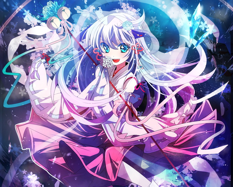 girl, fumiko, when the cicadas cry, miruyuana, crystals, higurashi no naku koro ni, 1080P, hanyuu, flowers, anime, art