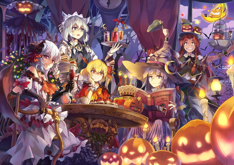 anime girls, Patchouli Knowledge, Izayoi Sakuya, Flandre Scarlet, 1080P, anime, Touhou, Remilia Scarlet, Hong Meiling
