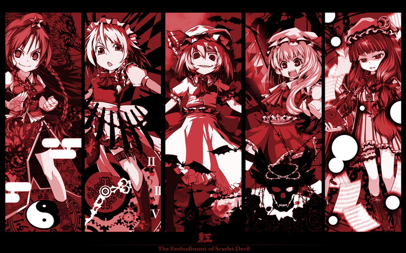 scarlet, group, meiling, patchouli, sakuya, geass, touhou, vampire, code, flandre, izayoi, maid, parody, monochrome, hong, remilia, altria9, 1080P, knowledge