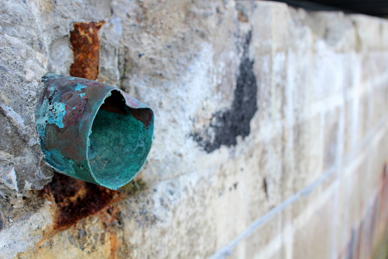 outdoors, abandoned, copper, iron - Metal, wall - building feature, green, pipe, no people, damaged, 1080P, destruction, nature, run-down, wall, old, concrete