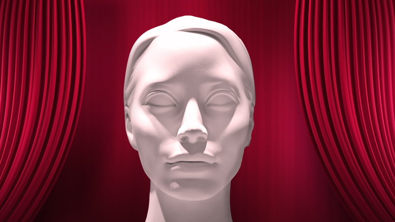 mysterious, death mask, studio shot, performance, face, human head, bust, soul, rigid, dead, mask, adult, cyborg, human body part, emotion, eyes, stage