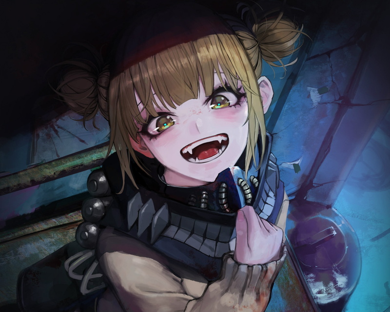 madness, Boku no Hero Academy, My heroic academia, 1080P, Himiko Toga, hell of a grin, fangs, face