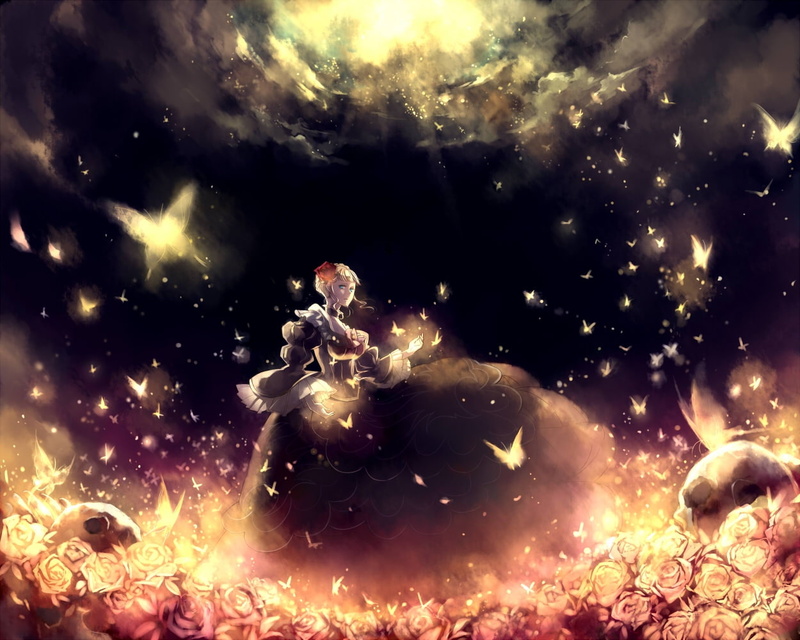 animals, umineko, koro, glowing, ni, 480P, art, beatrice, butterflies, naku, x, hd, Umineko no Naku Koro ni