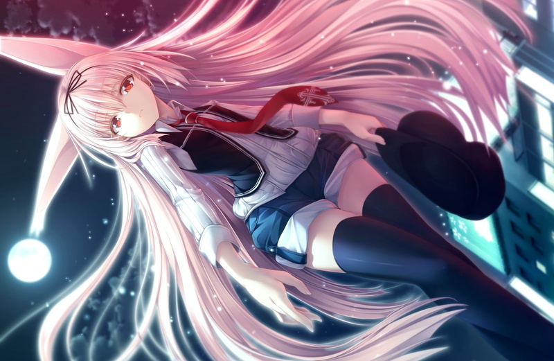 blonde, motion, manga, light trail, lifestyles, leisure activity, Luna (Gleam Garden no Shoujo) , tie, light painting, shorts, red, illuminated, long hair