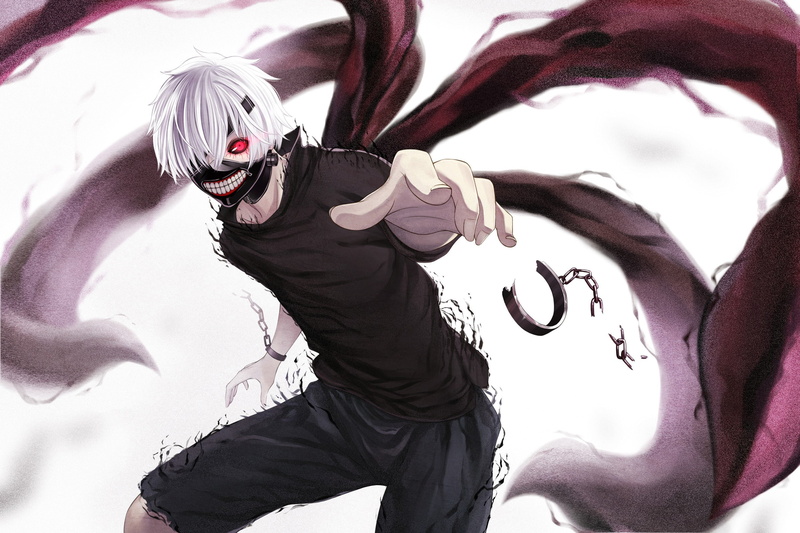 mask, Kaneki Ken, Red Eyes, 2K, Tokyo Ghoul, Anime Boys, White Hair