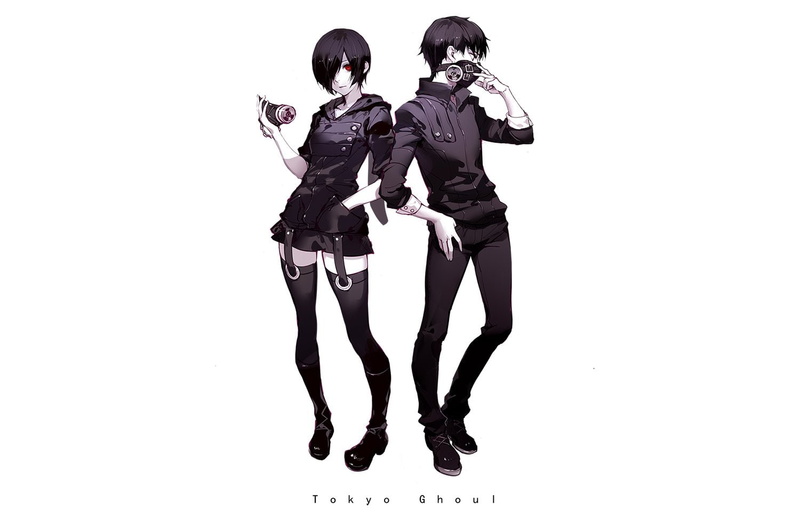 kirishima, asukaziye, hair, white, ryouiki, zettai, red, short, male, ken, black, skirt, tokyo, 720P, touka, kaneki, ghoul, thighhighs, mask, eyes