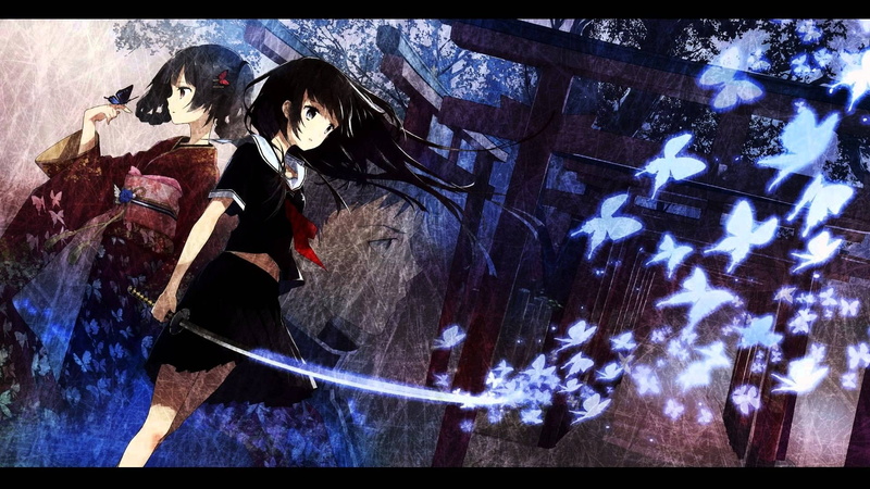 Kisaragi Saya, 1080P, Blood-C, anime, school uniform, kimono
