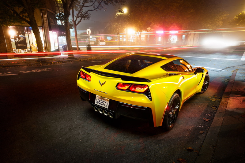 sports, rear view, yellow taxi, Chevrolet, outdoors, car, city life, taxi, yellow, 1080P, road, the city, illuminated, land vehicle, motion, city street