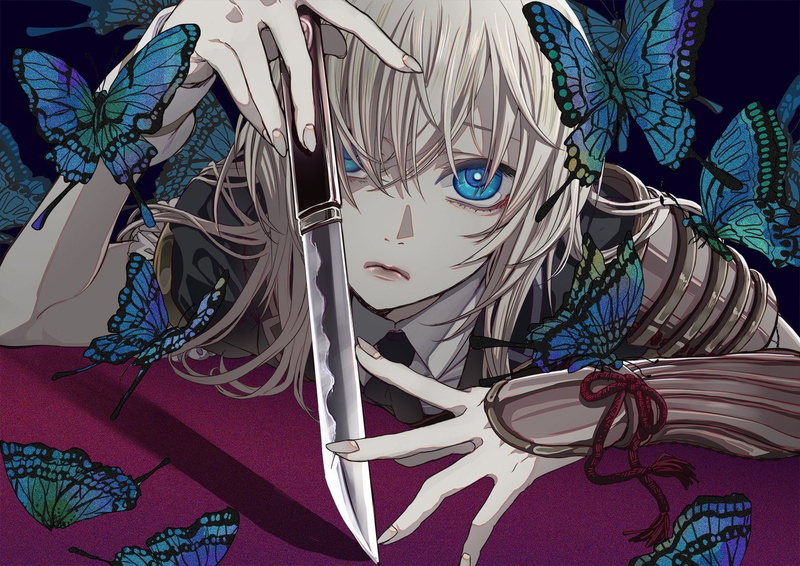 Midare Toushirou, Anime, 720P, Touken Ranbu, Butterfly