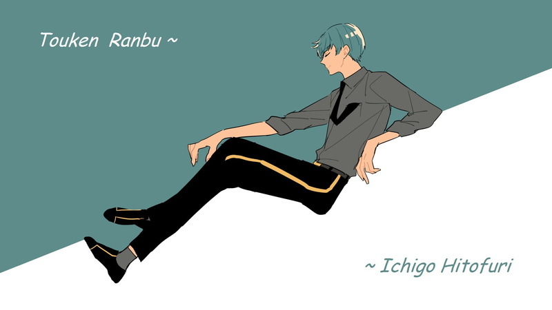 tie, by Syubare, closed eyes, Touken Ranbu, shirt, guy, blue hair, Ichigo Hitofuri, Dance Of Swords, 1080P
