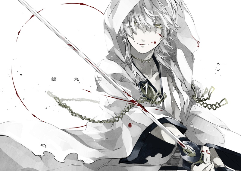 tsurumaru kuninaga, child, day, creativity, Anime, white hair, childhood, hairstyle, katana, 1080P, front view, high angle view, portrait, touken ranbu