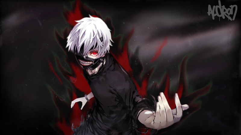 fear, celebration, black background, water, dark, Ken Kaneki, Anime, mask, one person, aggression, horror, Tokyo Ghoul, 1080P, disguise, evil, night, blood