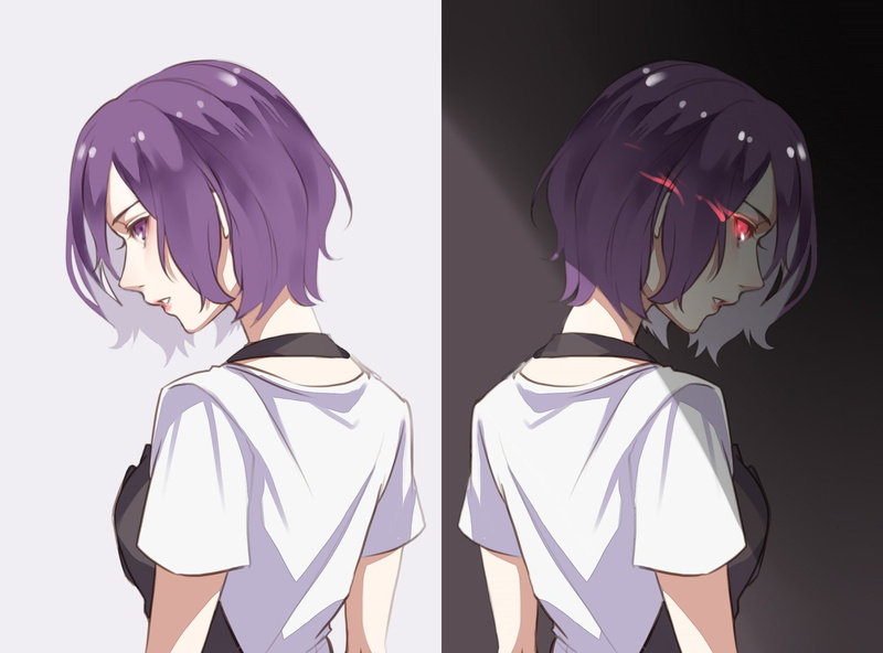 negative emotion, human face, women, human body part, 1080P, Touka Kirishima, digital composite, adult, beauty, standing, waist up, side view, young adult