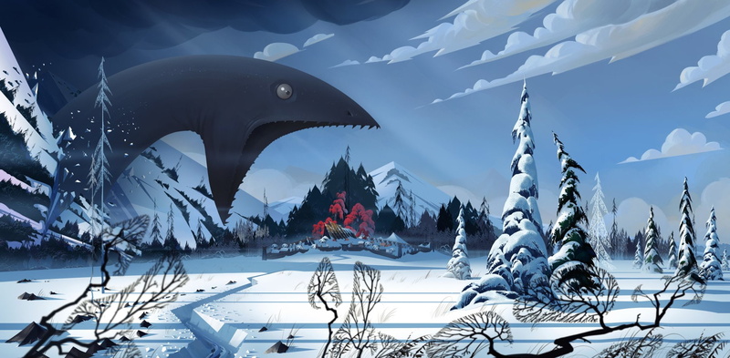 Winter, The Banner Saga, 1080P, Village, Video Game, Creature, Snow, Snake