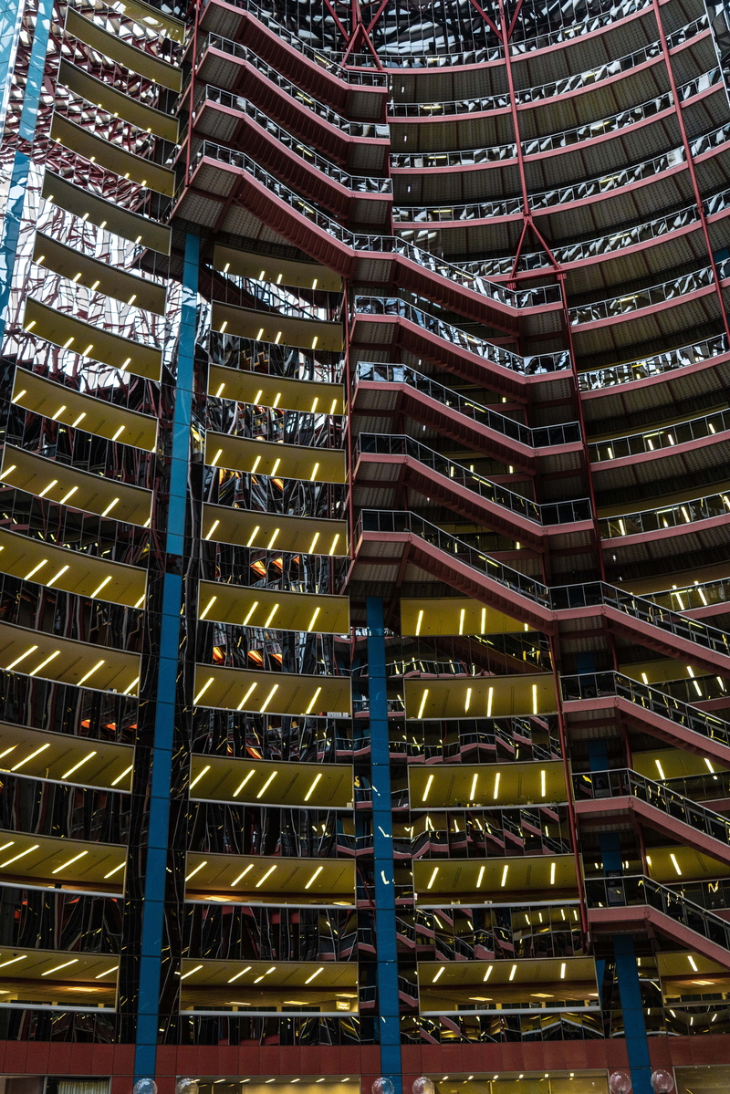 banister, apartment, development, pattern, industry, arrangement, 8K, construction, day, building exterior, low angle view, city, railing, repetition