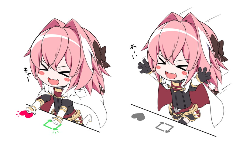 fan art, armor, Twitter, smile, Astolfo (Fate/Grand Order), Fate/Apocrypha, Fate Series, Fate/Grand Order, fangs, bicolored hair, bangs, chibi, pink hair