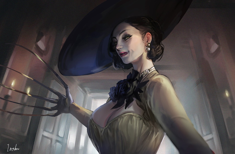 women, In Shoo, video game girls, artwork, Resident Evil 8: Village, horror, 1080P, Video Game Villains, lady dimitrescu, video game art, creature, big boobs